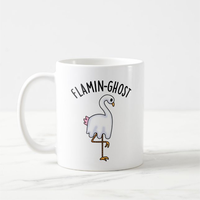Flamin-ghost Funny Flamingo Ghost Pun Kaffeetasse (Links)