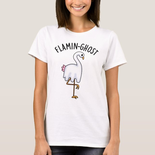 Flamin-ghost Funny Flamingo Ghost Pun T-Shirt (Vorderseite)