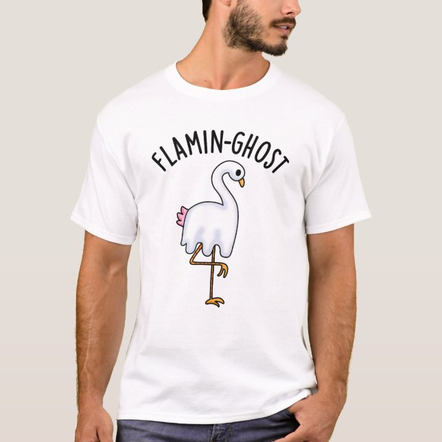 Flamin-ghost Funny Flamingo Ghost Pun T-Shirt (Vorderseite)
