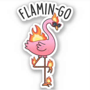 Flamin-go Funny Flamingo Pun Aufkleber