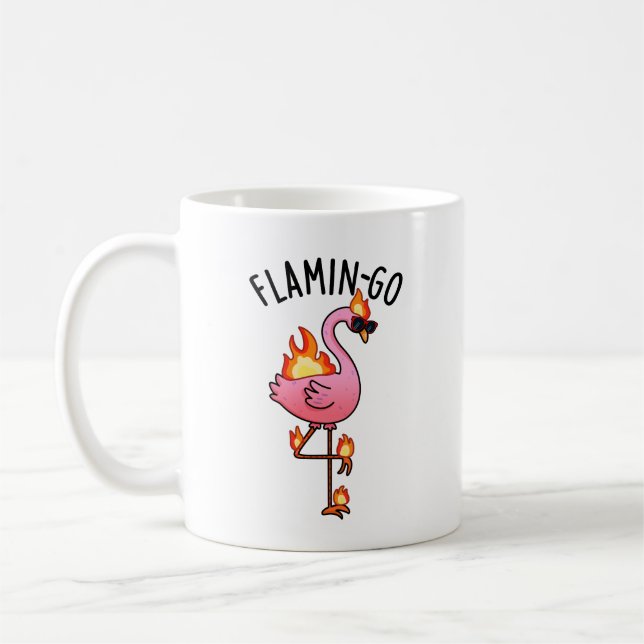 Flamin-go Funny Flamingo Pun Kaffeetasse (Links)