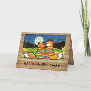 "Flamin' Liebe" Red Foxes Romantische Jubiläumskar Karte