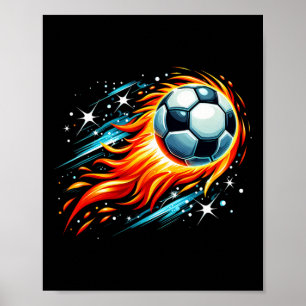 Flaming Asteroid Fußball Ll Poster