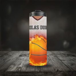 Flaming Basketball Jersey Name individuell einstel Thermosbecher