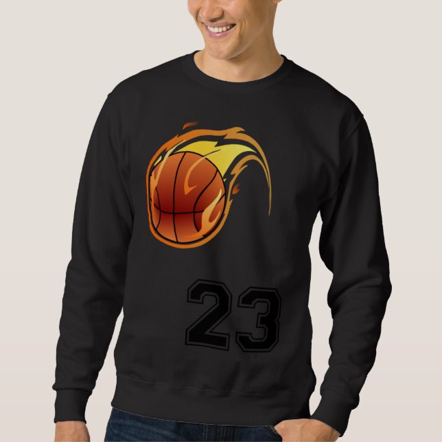 Flaming Basketball with Number 23 on the Front and Sweatshirt (Vorderseite)