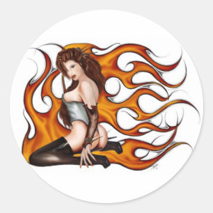 Flaming Beauty Button-up Stickers