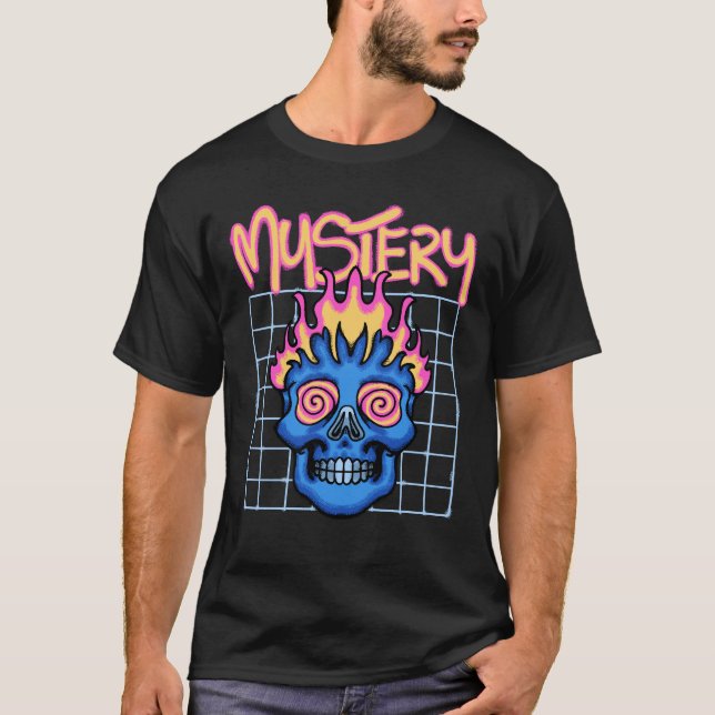 Flaming Blue Skull streetwear T-Shirt (Vorderseite)