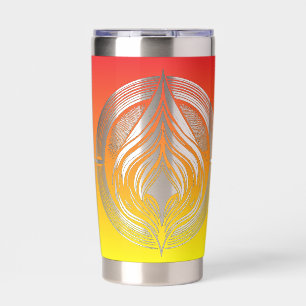 Flaming Circle Logo Negspace Fire Thermobecher