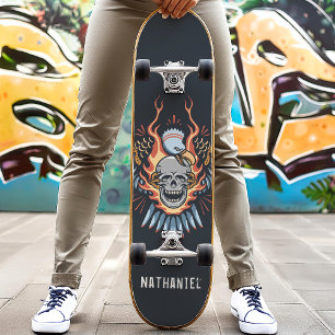 Flaming Eagle Skull Individuelle Name Skateboard