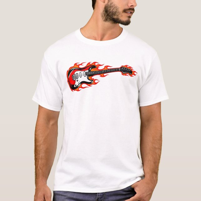 Flaming Electric Guitar T-Shirt | Rock Music Flame (Vorderseite)