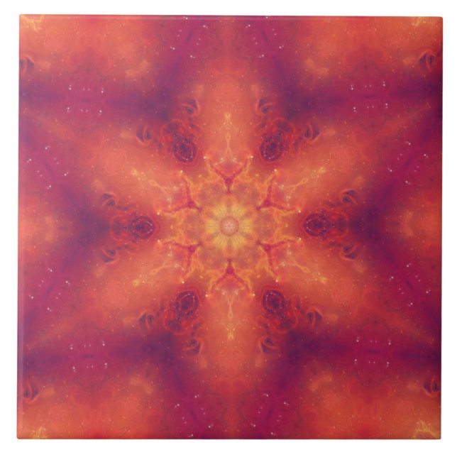 Flaming Fiery Phoenix Burning Snowflake Fliese (Vorderseite)