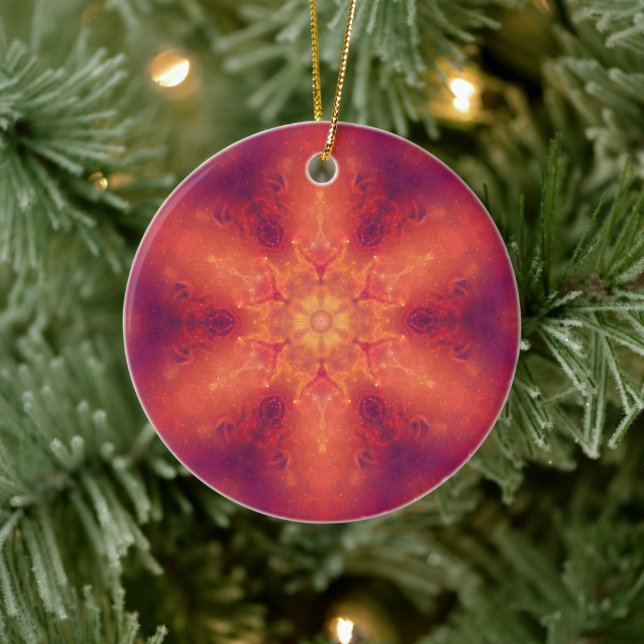 Flaming Fiery Phoenix Burning Snowflake Keramik Ornament (Baum)