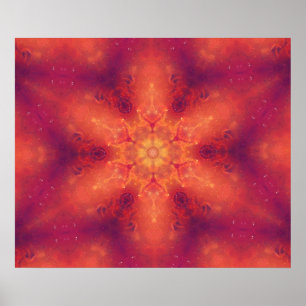 Flaming Fiery Phoenix Burning Snowflake Poster