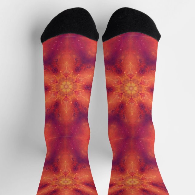 Flaming Fiery Phoenix Burning Snowflake Socken (Oben)