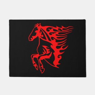 Flaming Fire Red Bronco Mustang Wild Horse Fußmatte