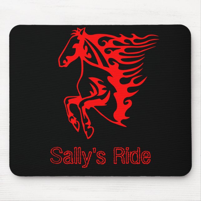Flaming Fire Red Bronco Mustang Wild Horse Mousepad (Vorne)