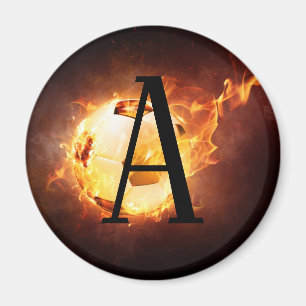 Flaming-Fußball-Monogram-Fußball Magnet