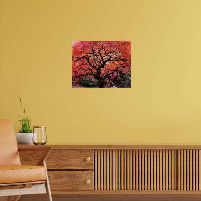 Flaming Gnarly Japanese Maple Tree Poster (Wohnzimmer 2)