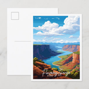 Flaming Gorge Utah Art Travel Vintage Illustration Postkarte