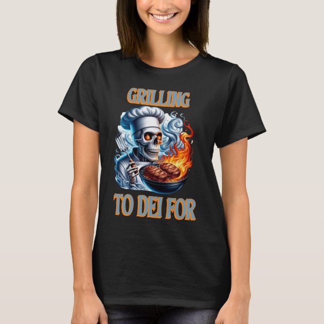 Flaming Grilling Skelett T-Shirt (Vorderseite)