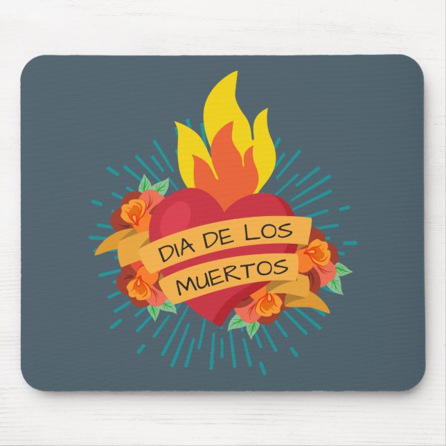 Flaming Heart Dia de los Muertos | Mousepad (Vorne)