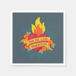 Flaming Heart Dia de los Muertos | Serviette