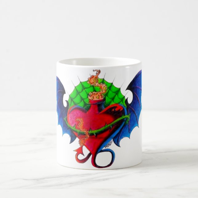 Flaming Heart Tattoo Flash Becher Kaffeetasse (Mittel)