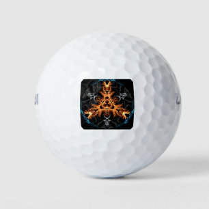Flaming Heavy Metal Style Mandala Golfball