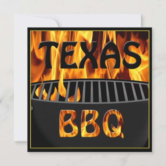 Flaming Hot Texas GRILLEN Grill Einladung (Vorderseite)