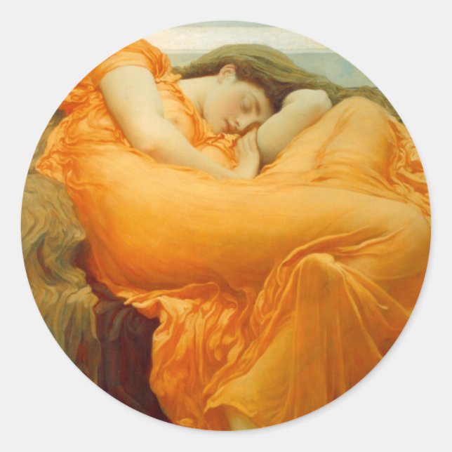 Flaming June von Frederick Leighton Runder Aufkleber (Vorderseite)