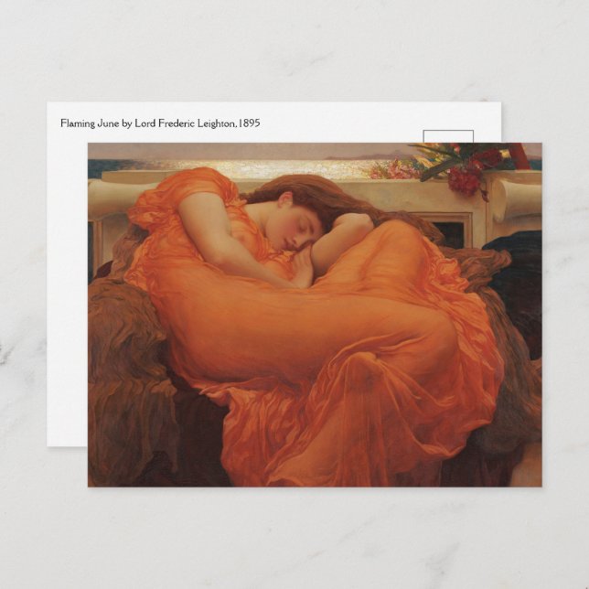 Flaming June von Lord Frederic Leighton Postkarte (Vorne/Hinten)
