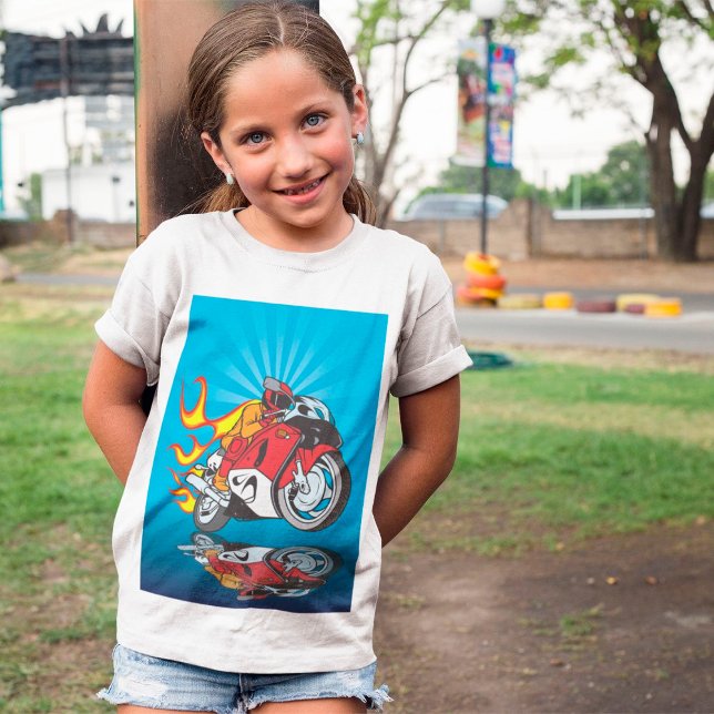 Flaming Motorradfahrer Girls T - Shirt (Von Creator hochgeladen)