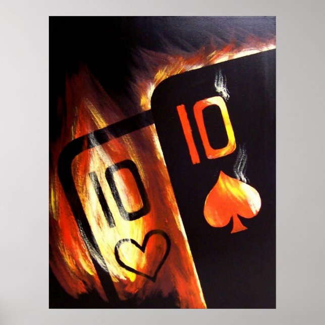 Flaming Pocket Tens Poker Poster von Tee Alfonso (Vorne)