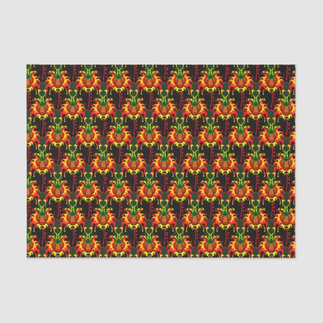 Flaming Pumpkin Head Box Blockiermuster Seidenpapier (Vorderseite)
