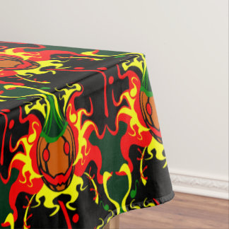Flaming Pumpkin Head Box Blockiermuster Tischdecke