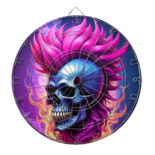 Flaming Punk Skull Dartboard Dartscheibe