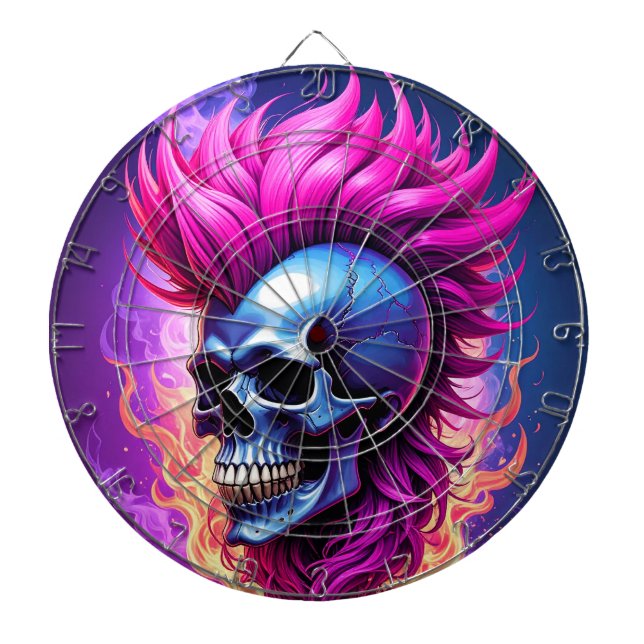 Flaming Punk Skull Dartboard Dartscheibe (vorne)