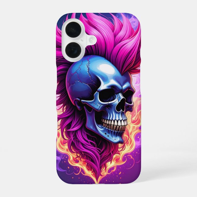 Flaming Punk-Totenkopf-iPhone / iPad-Hülle iPhone 16 Hülle (Rückseite)