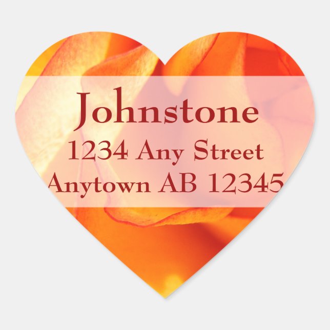 Flaming-Rose-Rücksendeadresse Herz-Aufkleber (Vorderseite)