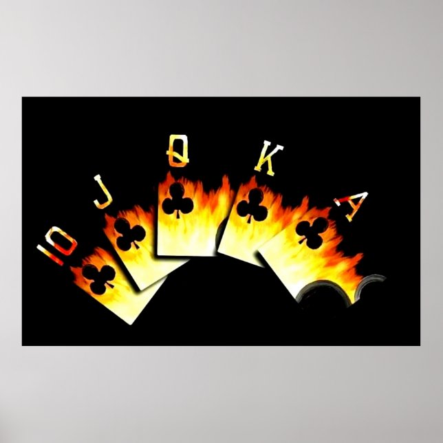 FLAMING ROYAL FLUSH OF CLUBS POSTER (Vorne)
