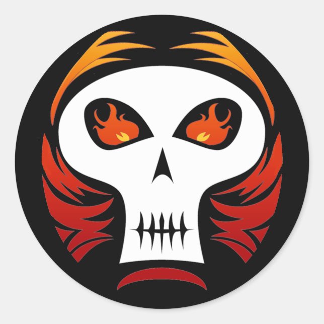Flaming-Skull-Aufkleber Runder Aufkleber (Vorderseite)