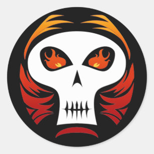 Flaming-Skull-Aufkleber Runder Aufkleber