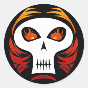 Flaming-Skull-Aufkleber Runder Aufkleber