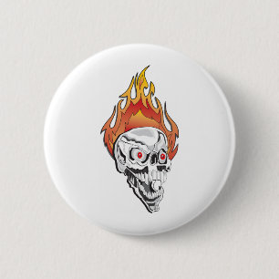 Flaming Skull Button