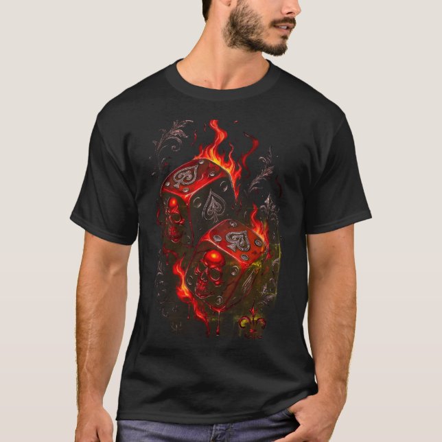 Flaming Skull Dice - High Stakes Rebel Graphic T-Shirt (Vorderseite)