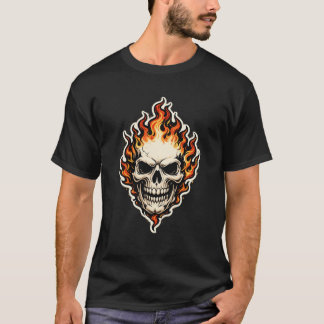 Flaming Skull – Fiery Gothic Fire Skeleton Graphic T-Shirt