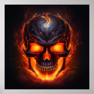 Flaming Skull Fury Poster