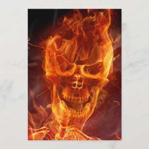 Flaming Skull Halloween Einladung mit blutigem Tex