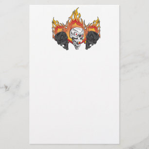 Flaming Skulls Briefpapier