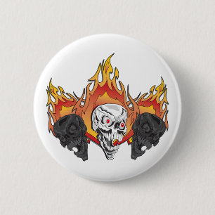 Flaming Skulls Button